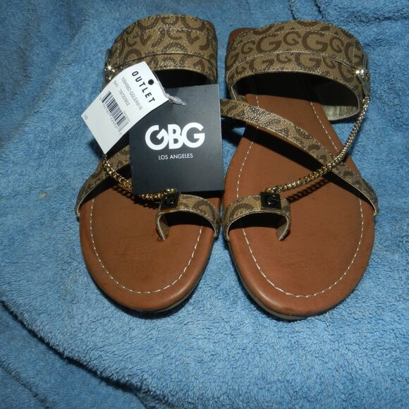 GBG Los Angeles Leather G Buckle Logo Toe ring Slide Sandals🆕FAST😮‍💨⚡🚚 - Picture 5 of 16